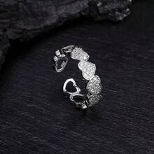 1pc/1set 2pcs Fashion Sparkling Zirconia Heart Splice Open Ring & Bracelet Set, Women Daily Party Wedding Accessories, Eid/Eid Al-Fitr Gift - Sweet and Delicate -encrusted Heart Pattern - View 9