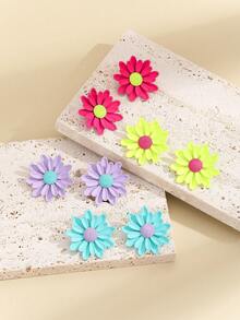 1 Pair Women Spray Painted Daisy Flower Stud Earrings - Painted Daisy Flower Earrings - View 10