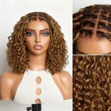 Boho Braided Deep Curly 5x5 Closure Lace With Braided Bob Human Hair Wigs Curly Deep Wave Glueless Pre Cut Plucked Lace Short Wig Ready To Go T2/430 - S4/30 - View 3