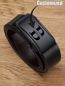Customizable Men's Belt, Made Of PU Leather Material, Personalized Gift, Also Suitable For Anniversary, Father's Day, Husband And Boyfriend's Ideal Gift, Also Suitable For Business And Casual Occasions. Portable, Simple, Personalized And Unique. - Multicolor - View 3