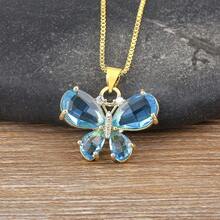 Classic Romantic Butterfly Crystal Zirconia Pendant Necklace 7 Colors For Women Girls Fashion Cute Aesthetic Clavicle Chain Jewelry - Pendant Necklace - View 8