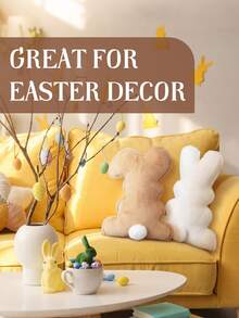 Gối trang trí hình thỏ Phục Sinh bằng vải nhung mềm mại, quà tặng cho ghế sofa, phòng ngủ, phòng khách, trang trí nhà cửa, trang trí lễ Phục Sinh. - màu nâu - Xem 7