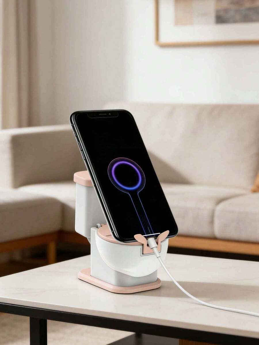 5档可调节稳固马桶造型手机支架，通用智能手机支架，带香氛扩散器 - 彩色 - 查看 1