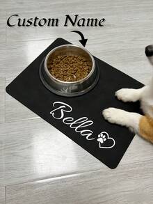 1Pc Personalized Valentine's Day Pet Feeding Mat – Custom Pet Name Meal Mat, Cute Love Theme Design, Non-Slip Pet Food & Water Mat, Sweet Valentine's Day Gift For Dogs & Cats, New Favorite Pet Gift - Animal - View 1