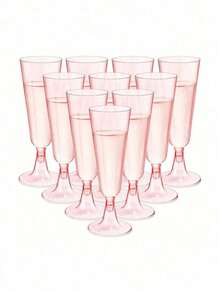 5.5oz Reusable Plastic Champagne Flutes, Elegant And Fashionable, Suitable For Weddings, Parties, Birthday Gatherings (Champagne Glasses, Wine Glasses, Plastic Cups, Cocktail Glasses, Birthday Cups) - Multicolor - View 1
