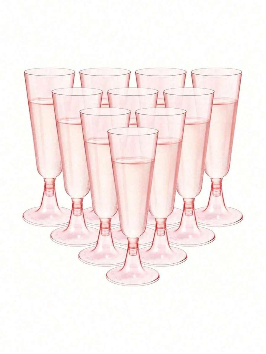 5.5oz Reusable Plastic Champagne Flutes, Elegant And Fashionable, Suitable For Weddings, Parties, Birthday Gatherings (Champagne Glasses, Wine Glasses, Plastic Cups, Cocktail Glasses, Birthday Cups) - Multicolor - View 1