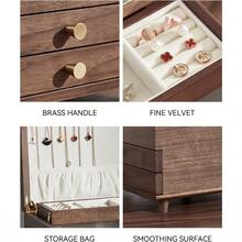 Wooden Jewelry Box, 3 Layer Large Jewelry Organizer For Women, Black Walnut Wood, Jewelry Storage For Necklaces Rings Earring Watches Bracelets Christmas Gifts(No Mirror) - 預設 - 查看 3