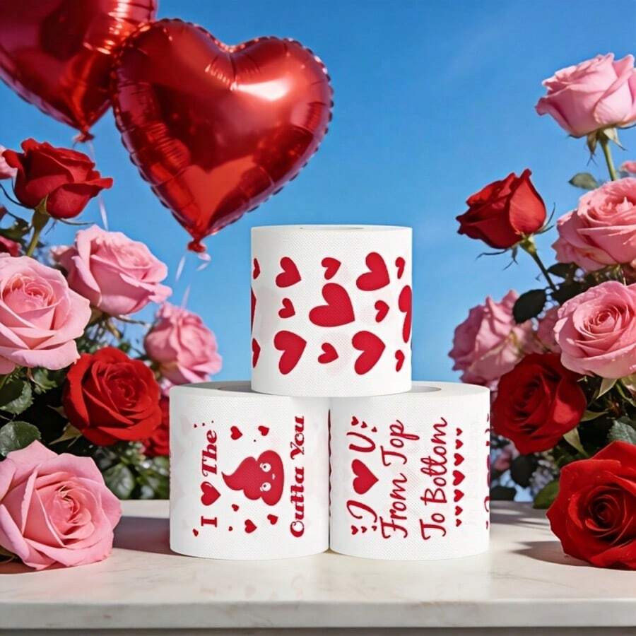 Heart Print Tissue Paper, 2-Ply Thickened Toilet Paper, Creative Romantic Wedding Party Supplies - A - View 1
