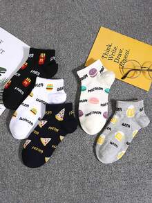 5双装女士可爱卡通动物印花透气短袜 - 彩色 - 查看 7