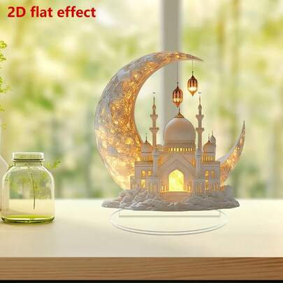 1pc 2D Flat Moon Decor, Acrylic Home/Office Desk Ornament, Holiday Gift