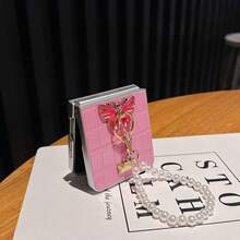 1pc Women's Crocodile Texture Butterfly Ring Bracelet Foldable Protective Phone Case Compatible With Galaxy Z Flip7, Shock-Resistant, Lightweight, Suitable For Galaxy Z Flip7 FE, Galaxy Z Flip6, Galaxy Z Flip5 - Multicolor - View 4