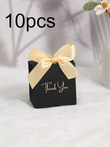 5/10pcs Mini Gift Boxes, Special Paper Material Solid Color Gift Boxes With Bow Ribbon, Foil "Thank You" Text, Suitable For Various Festivals, Parties, Weddings, Birthdays Small Gift Decoration, Christmas Candy, Chocolate, Snacks And Small Gift Packaging - Multicolor - View 10