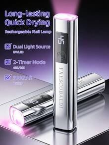 1个带屏幕显示的便携式美甲UV灯，适用于凝胶美甲，迷你美甲灯，便携式LED美甲烘干机，USB美甲固化机，快速固化指甲和足部护理工具 - 銀色 - 查看 4