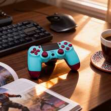 Upgraded Wireless P-4 Controller, 1000mAh Long-Lasting Battery & USB-C Cable, Dual Shock Vibration & Precision 6-Axis Gyro Sensor, Multi-Touch Pad & Share Button, Compatible With P-Aystation 4 / P*4 Slim / P*4 Pro / PC Gaming, Includes Stereo Headset Jack - 青碧色 - 查看 4