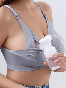 Hart & Haze Grey Nursing Bra With Hands-Free Breast Pump, Maternity Bra - Light Grey - View 1
