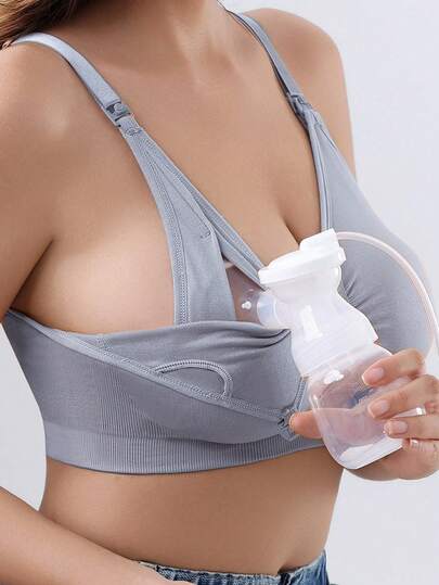 Hart & Haze Grey Nursing Bra With Hands-Free Breast Pump, Maternity Bra