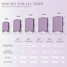 YSTYLE 3/5 Piece Hardside Luggage Set (12, 18, 20, 24, 28 Inch), With Scratch-Resistant And Impact-Resistant ABS Shells, Spacious Design And Four 360-Degree Spinner Wheels - Purple - View 8