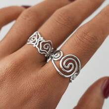 2 Stück/1 Stück spiralförmiger Edelstahl-Ring mit einfachem und hochwertigem, personalisiertem Schmuck im Ins-Stil, Festival-Geschenk/vielseitig einsetzbarer Alltagsring-Set - Verschiedenfarbig - Übersicht 3