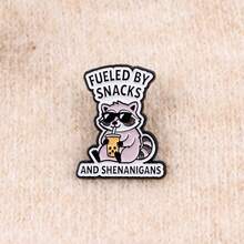 Funny Quotes Bubble Man Enamel Pin Animals Cat Raccoon Dinosaur Brooch Pin Lapel Pin Badge On Backpack Clothing Accessories Jewelry Friends Gifts - Black - View 10