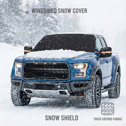 600D Oxford Cloth Windshield Cover Fits F150 And Full-Size Pickups, UV Protection, Snow And Dust Proof, All Season Easy Installation, Thick Material, Winter Car Protection And Snow Removal Accessory, Universal Fit