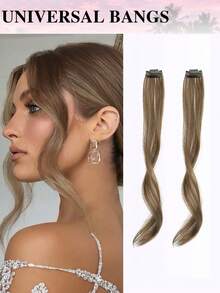 2pcs Side Bangs Clip-On Bangs With Long Sideburns, Clip-In Bangs With Sideburns Synthetic Long Goatee Bangs Wig, 12 Inches - Multicolor - View 12