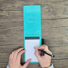 Set de Soporte para Libreta de Bolsillo con 30 Hojas de Papel Lineal y Pluma Metálica Accesorios de Oficina y Escuela - Verde - Ver 12