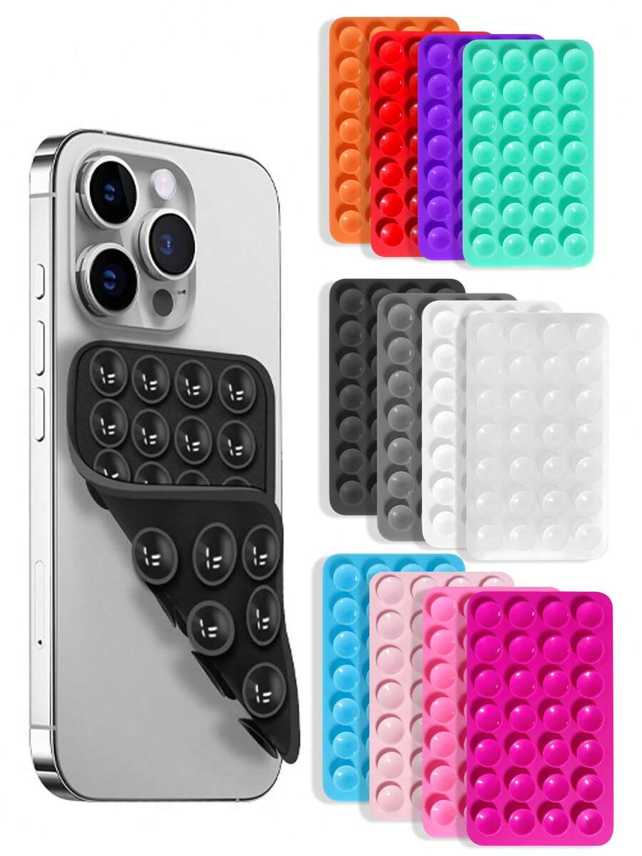 1pc/2pcs Upgraded Thicker & More Silicone Suction Cup Phone Holder, 13 Color Options, Difference Only In Color/Quantity, Portable Movable Square Double-Sided Phone Stand - Multicolor - View 1