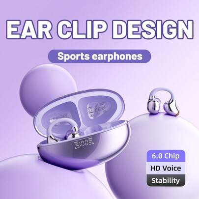 第三代开放式耳塞，开放式无线蓝牙6.0耳机，带麦克风，适合小耳朵和戴眼镜人士，50小时超长续航，主动降噪