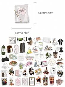 50pcs Clean Girl Minimalist Style Stickers Notebook Laptop Phone Case Luggage Skateboard Helmet Decorative Stickers - One Size - View 2