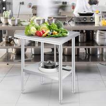 Mesa de Preparación Acero Inoxidable Profesional | Esquinas Redondeadas Seguri-dad, 0.8 mm Extra Grueso | Carga 300 kg, Estante Ajustable | Uso Comercial Intenso y Exterior - 24 x 48 pulgadas - Ver 3