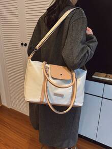 Dedoo 1 geantă de umăr pentru femei, minimalistă, multifuncțională, casual, culoare solidă, cu fermoar mare, potrivită pentru cumpărături, vacanță, muncă, naveta, geantă de umăr pentru doamne la modă, geantă de umăr cu fermoar, geantă de umăr impermeabilă, geantă pentru găluște, geantă la subraț, geantă din nailon, geantă pliabilă pentru studenți, aplicabilă pentru călătorii, școală și birou. - Kaki - Vizualizare 7