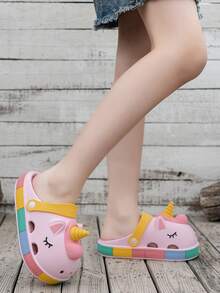 Sepatu Pantai/Kolam Renang/Taman Motif Unicorn Kartun untuk Anak-anak, Sandal Lucu untuk Dalam/Luar Ruangan - Berwarna merah muda - View 17