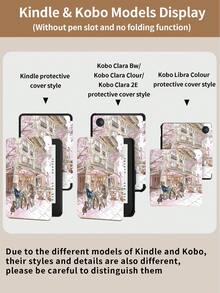 Kingsung Ốp bảo vệ máy tính bảng họa tiết quán cà phê hoa anh đào, phù hợp với Kindle 9.7/10.2/10.5/10.9/12.9/Pro 11 (thế hệ thứ 10), Kindle Paperwhite (thế hệ thứ 12, model 2024), Kindle (thế hệ thứ 11, model 2022), thiết kế chống rơi, chân đế thông minh/chức năng tự động bật/tắt màn hình. - Nhiều màu - Xem 11