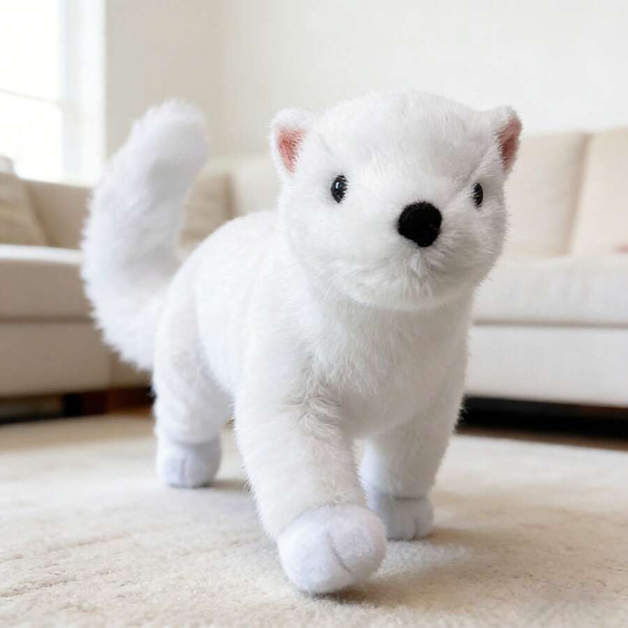 fgofoc 可咀嚼发声互动宠物玩偶，柔软毛绒材质，适用于猫狗训练和陪伴，卡通造型，适合所有犬种，加厚双层材质 - 白色 - 查看 1