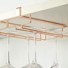 Hanging Stainless Steel Wine Glass Rack Hanging Wine Glass Rack 26cm For Kitchen Bar And Restaurant-Rose Gold - As Pic - View 5
