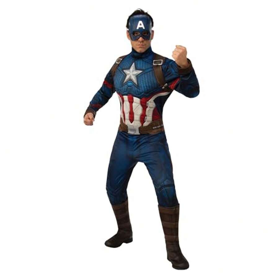 KIWI Captain America Endgame DLX Costume - Officially Licensed Character Costume - Authentic Superhero Costume - Captain America Endgame DLX Costume - Perfect For Parties And Carnival - Easy To Put On And Take Off, Comfortable And Lightweight Fabric - 彩色 - 查看 1