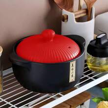 家用陶瓷砂锅炖锅，燃气灶适用，耐高温，大容量，可用于炖汤、炖肉等，燃气灶专用石锅 - 彩色 - 查看 4