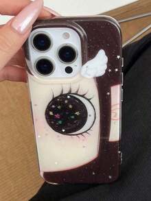 1pc Cute Cartoon Big Eye Pattern Personalized Phone, Fashionable Style Protective Cover, Suitable IPhone17/IPhone17 ProMax/IPhone16 Pro/IPhone15 Pro/IPhone14/IPhone13/12/11, Suitable As Family/Friends//Girlfriend - trắng - Xem 20