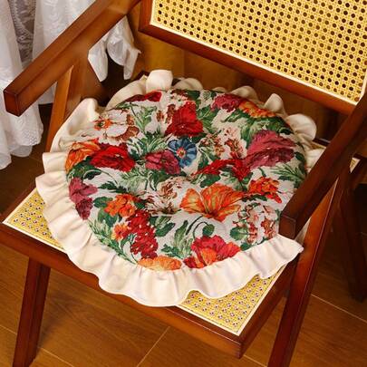 1pc Bohemian Style Multicolor Polyester Fiber Throw Pillow, Soft & Skin-Friendly, Suitable For Living Room Sofa, With Lace Design