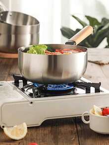 1pc Flat Bottom Stainless Steel Saucepan, Small Milk Pot, Thick Small Pot, Student Pot, Small Cooking Pot, Soup Pot, Snowflake Pot, Noodle Pot - Multicolor - View 3