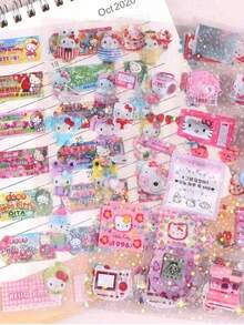 10张随机可爱猫咪图案贴纸，高品质卡通日式手账贴纸，适用于剪贴簿和覆膜工艺 - 彩色 - 查看 9