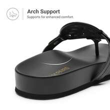 Women Platform Flip Flops Summer Vacation Thong Sandals Slippers Arch Support Soft Cushion Comfortable Dress Outings Flat Sandals Shoes - 黑色 - 查看 7