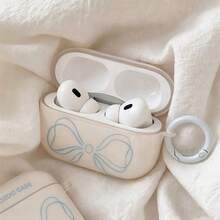 Pure White Bow Design Protective Case Compatible With Apple , Anti-Scratch And Anti-Drop Cover - White - View 3