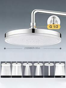 Este cabezal de ducha redondo multifunción de alta presión y ajustable está hecho de material plástico, pulido para proporcionar una experiencia de baño tipo spa con una cobertura de agua uniforme en todo el Body. Cuenta con un diseño clásico de agua fría y caliente con un estilo minimalista moderno, lo que lo hace muy adecuado para uso doméstico. - redondo - Ver 4