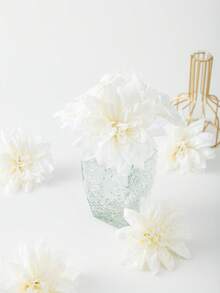 12PCS Champagne Colored Simulated Dahlias With Stem Artificial Flowers, Silk Artificial Flower Simulation Plants, Suitable For Home Room Decoration, Spring Dining Table Center Decoration, Outdoor Garden Center Decoration - White - View 6