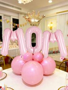 13件套母亲节气球装饰套装，包含16英寸金色、粉色、红色、洋红色“MOM”字母气球、金色皇冠气球以及金色、红色、粉色、洋红色乳胶气球，适用于母亲节、节日派对、房间装饰和氛围营造。 - 彩色 - 查看 3