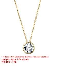 1件925纯银/14K金1克拉/2克拉圆形莫桑石钻石吊坠项链，奢华珠宝，男女皆宜，适合婚礼、宴会、生日庆典等场合，2026时尚项链 - 圓形的 - 查看 15