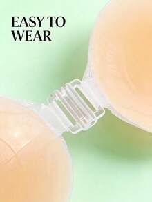 1 Pair Women Strapless Invisible Adhesive Bra, Front Closure Push Up Silicone Bra Pads, Reusable, Backless Design, Suitable For Backless Dresses, Wedding Photography - Apricot - View 5
