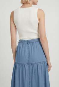 Naf Naf Long Bohemian Skirt In Lightweight Jupes Blue PET - Blue - View 2