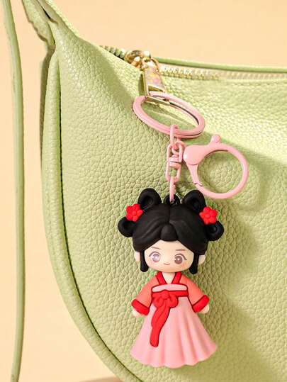 2pcs Cartoon Couple Plush Keychain, Cute Bag Pendant, Car Key Chain, Small Gift